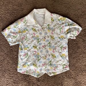 Vintage Floral Polo Button Up T-Shirt